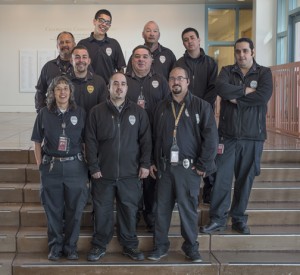 Security officers include (first row, left to right) Tina Salazar, Phillip Montoya, and Orlando Martinez Jr.; (second row_ Sgt. Jason Tapia, Joseph Lujan, and Paul Pacheco; (back row) Marvin Romero, Joshua Montoya, Orlando Martinez St., and David Gallegos.